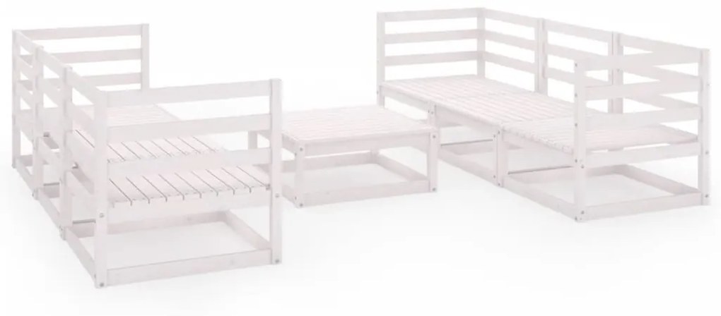 Set divani da giardino 7 pz bianco in legno massello di pino