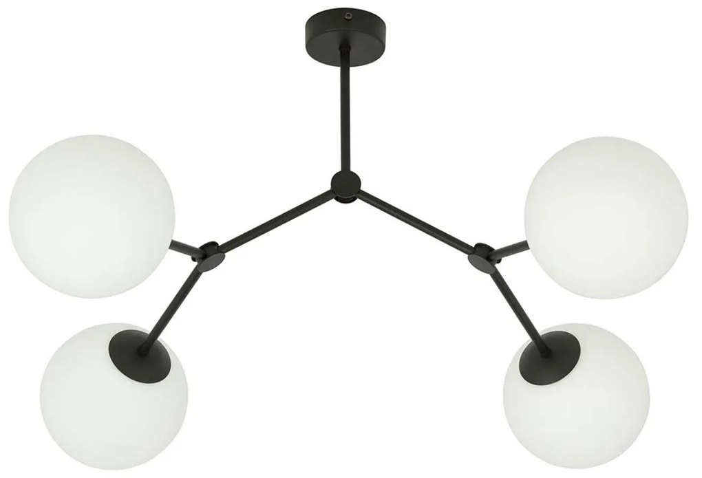 Plafoniera Minimal Iperione Acciaio Nero Bianco 4 Luci E14 Ip20
