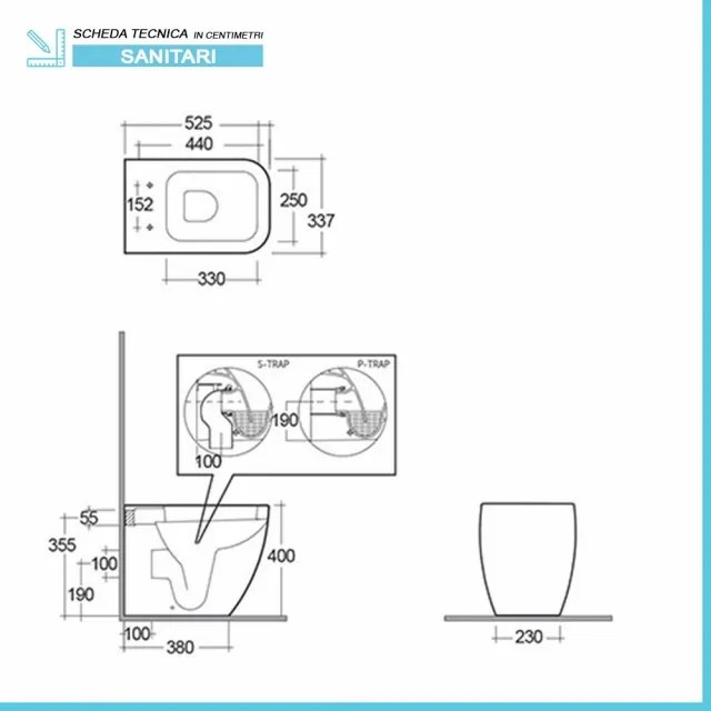 Coppia di Sanitari filomuro Metropolitan bianco lucido con copriwater ultraslim soft close