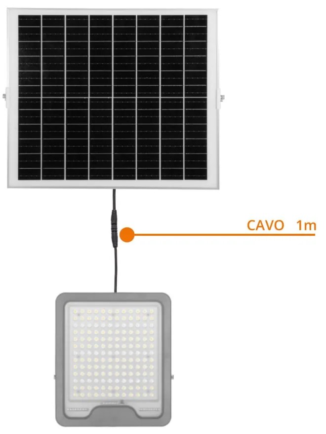 Faro LED Solare 300W IP66, Telecomando Incluso 4.500 lumen - SERIE PRO Colore Bianco Naturale 4.000K