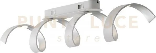 Plafoniera led helix spirale bianca e argento 20w 1680lm 4000k 80x18cm