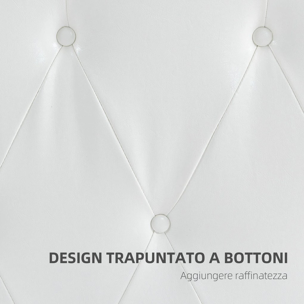 Testiera Letto Matrimoniale Imbottita Design a Bottoni 160x7x120 cm in Pelle PU Bianca...