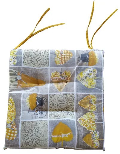 Cuscino Coprisedia 4 PUNTI imbottito con laccetti COUNTRY giallo 4 PEZZI