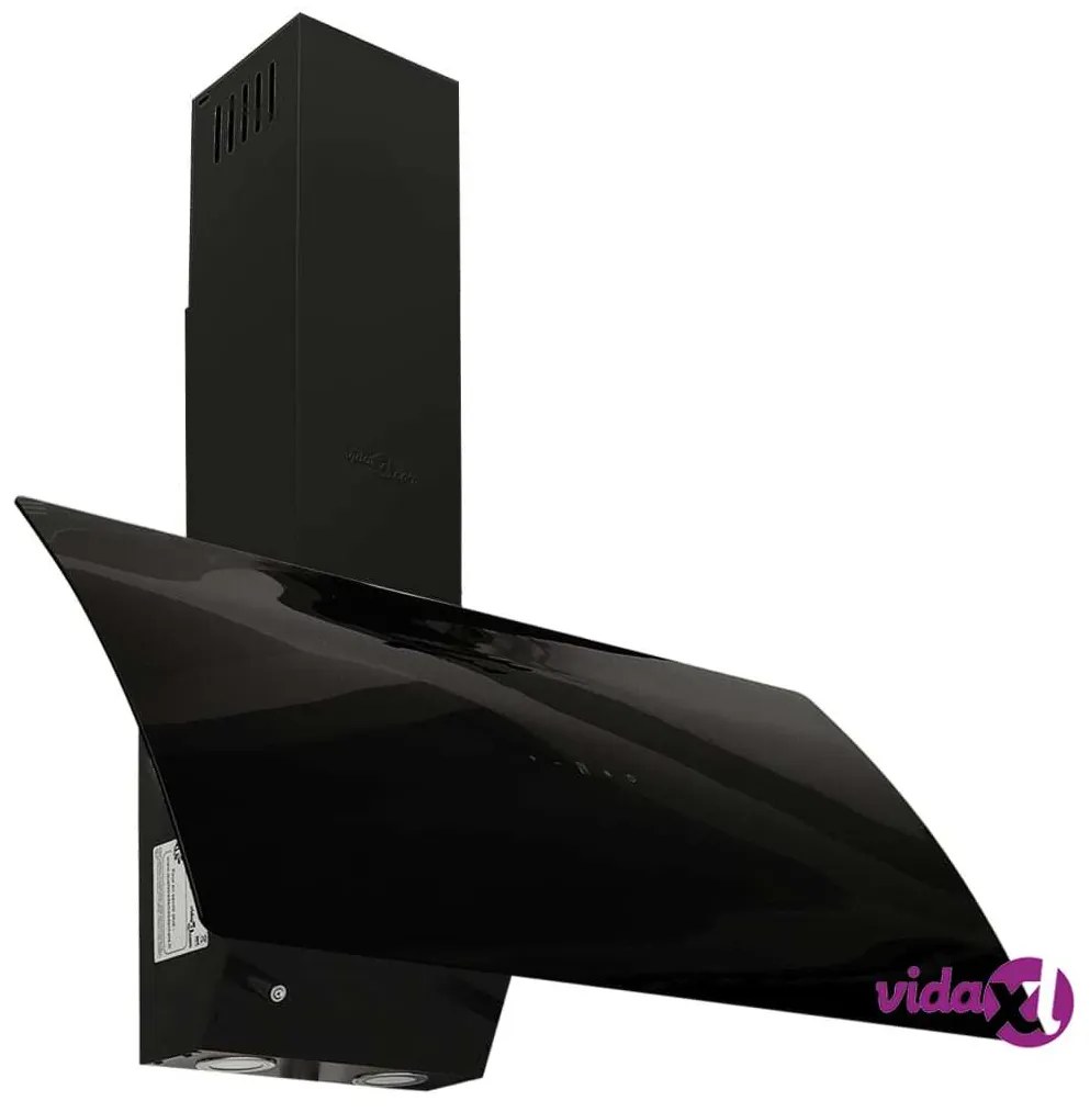 vidaXL Cappa a Parete 90 cm in Acciaio e Vetro Temperato Nero
