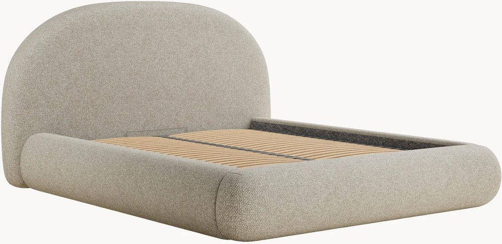 Letto imbottito in bouclé fatto a mano con contenitore Maumere