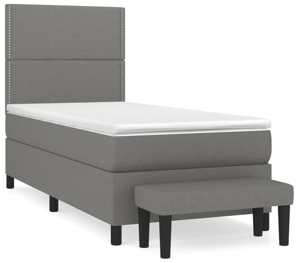 Giroletto a molle con materasso grigio scuro 80x200 cm tessuto