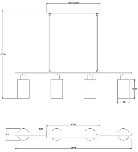 Globo 15465-4H - Lampadario a sospensione con filo HADERA 4xE27/60W/230V
