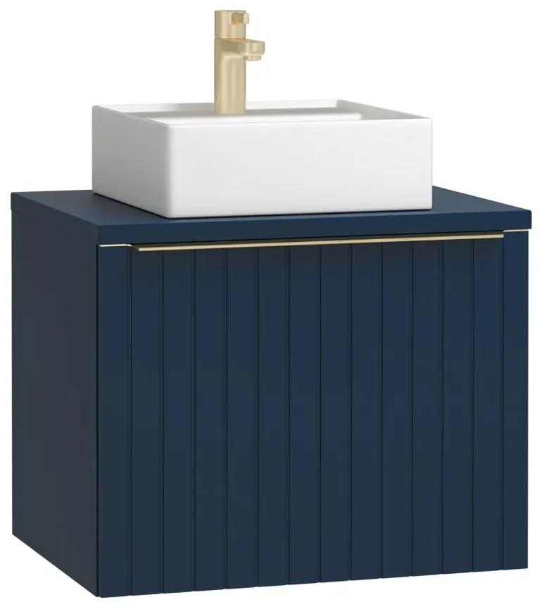 Mobile per bagno sospeso lavabo singolo scanalato 60 cm Blu - JOSEPHA
