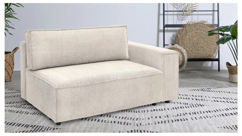 Modulo divano in velluto a coste color crema, angolo destro Nihad modular - Bobochic Paris