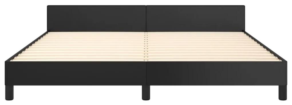 Giroletto con testiera nero 160x200 cm in similpelle