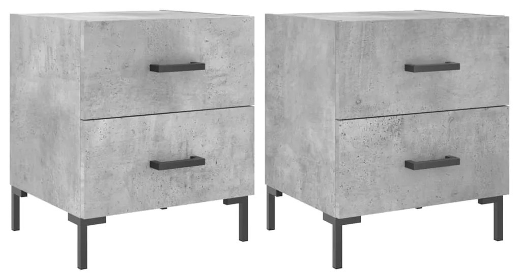 Comodini 2 pz grigio cemento 40x35x47,5 cm in legno multistrato