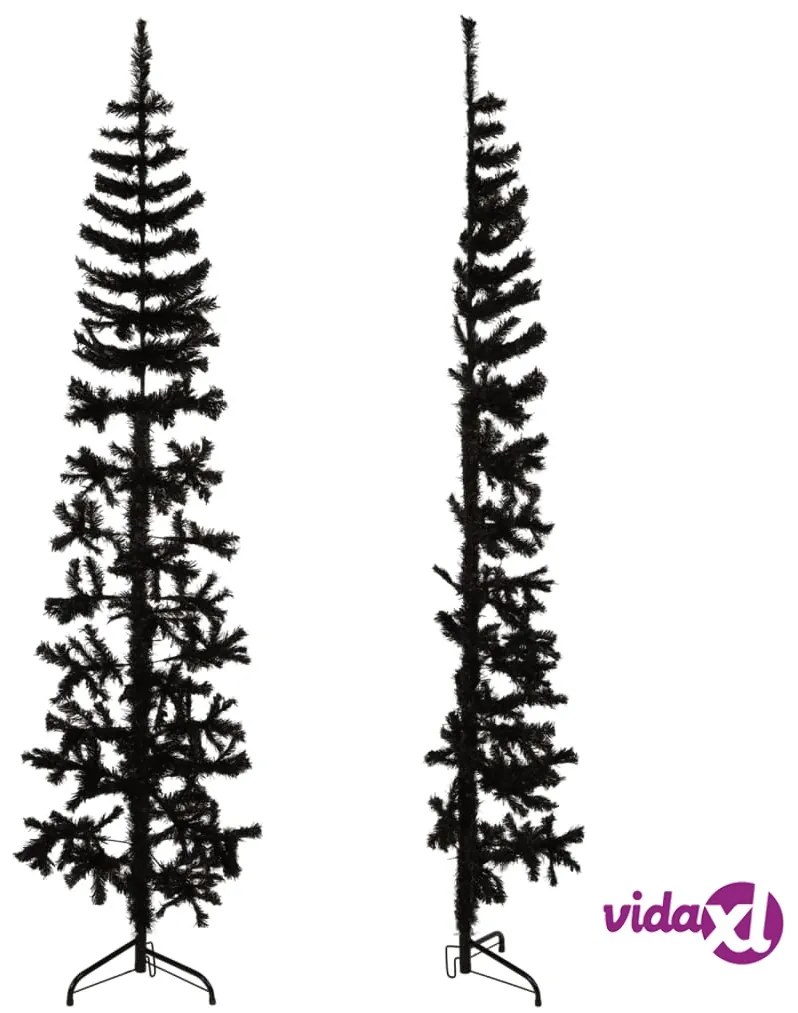 vidaXL Albero Natale Artificiale Sottile a Metà e Supporto Nero 240 cm
