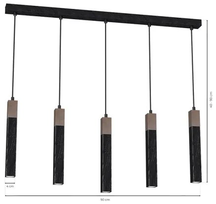 Lampadario su corda SOLO 5xGU10/MR11/40W/230V nero