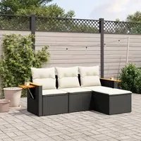 Set Divani da Giardino 4 pz con Cuscini Nero in Polyrattancod mxl 114284