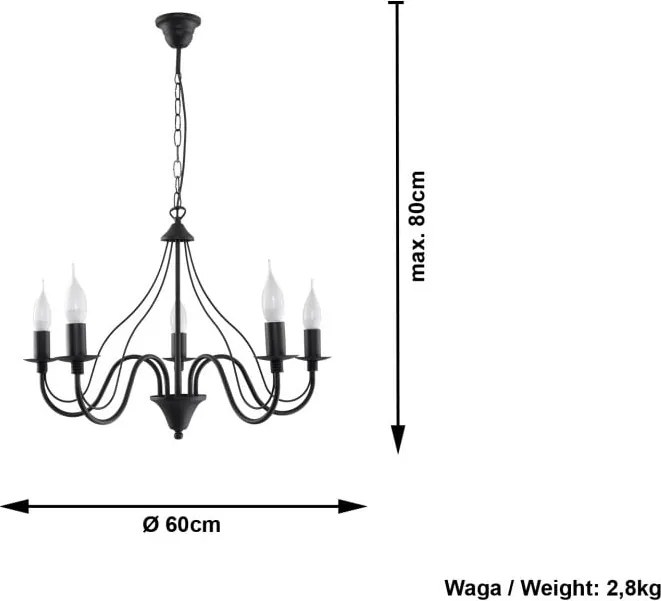 Lampada a sospensione nera 5 Fiorano - Sollux