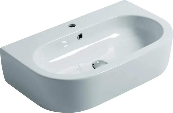 Lavabo sospeso semicerchio Flo70 cm H 16.5 x P 42 cm in ceramica bianco