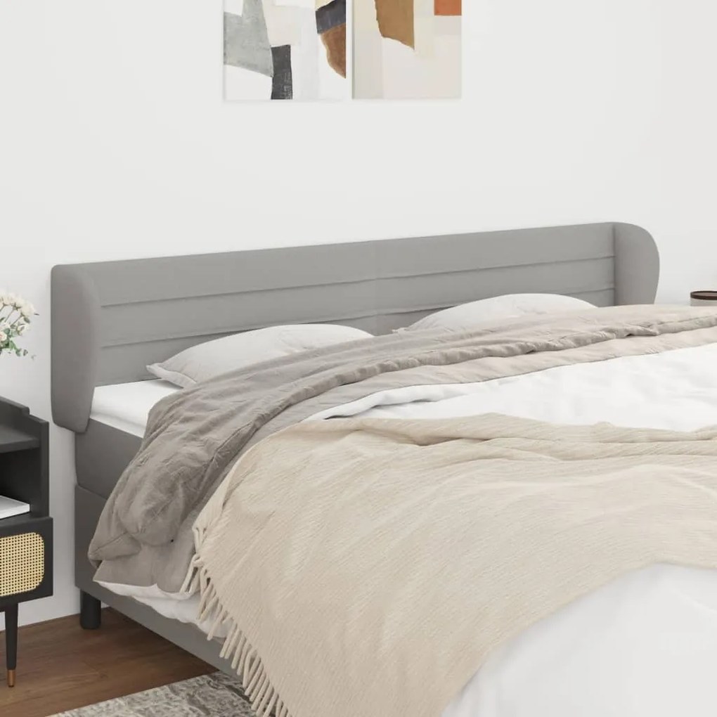 Testiera Ad Orecchio Grigio Chiaro 183x23x78/88 Cm İn Tessuto /