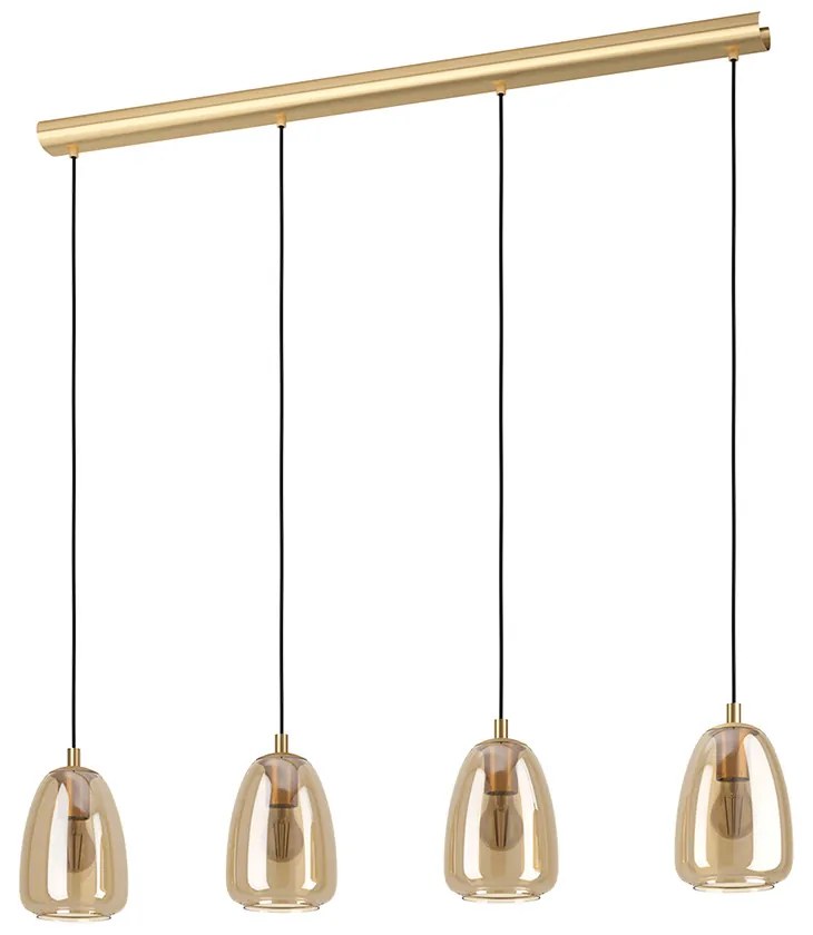 Lampadario Contemporaneo Alobrase 4 Luci Metallo Ottone Spazzolato