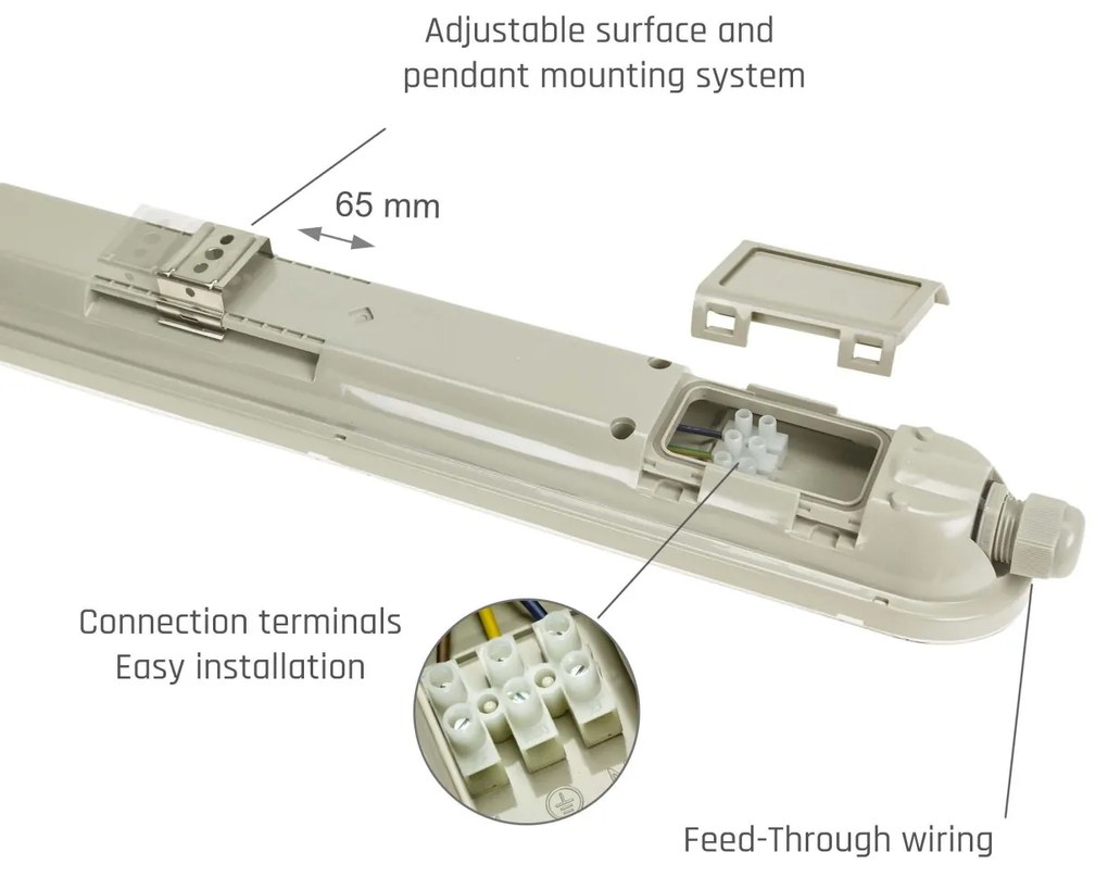 Plafoniera LED 120cm 38W 5.900lm (155lm/W) Certificato PZH Colore Bianco Naturale 4.000K