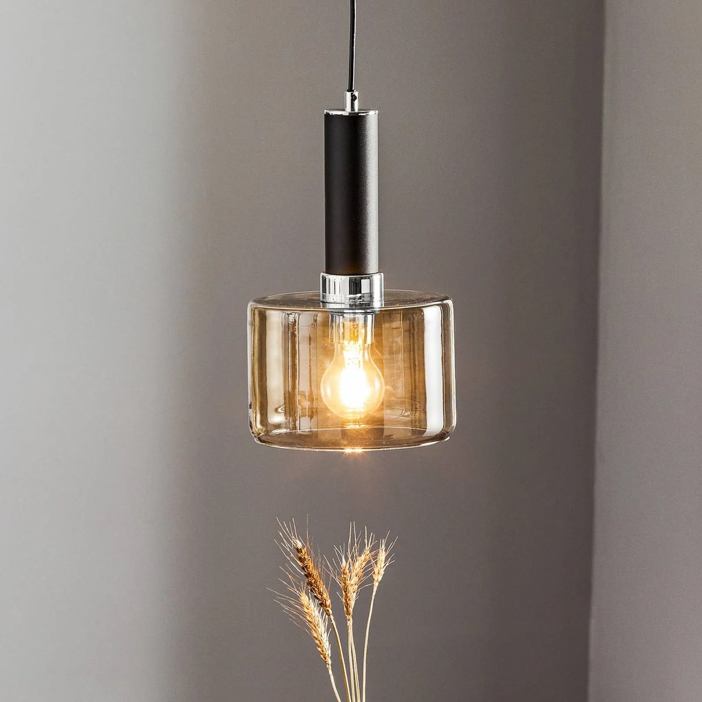 Jupiter Lampada a sospensione Viva, fumo/nero/cromo, a 1 luce