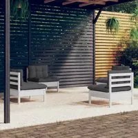 Set Divani da Giardino 4 pz con Cuscini Antracite Legno di Pino 3096029