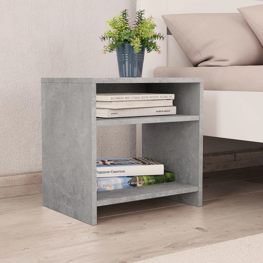 Comodino Grigio Cemento 40x30x40 Cm İn Legno Multistrato /