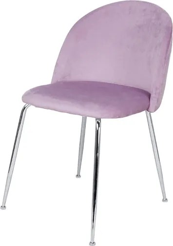 Sedia da pranzo in velluto Glicine con gambe in metallo Cromo - PARIS 2 sedie