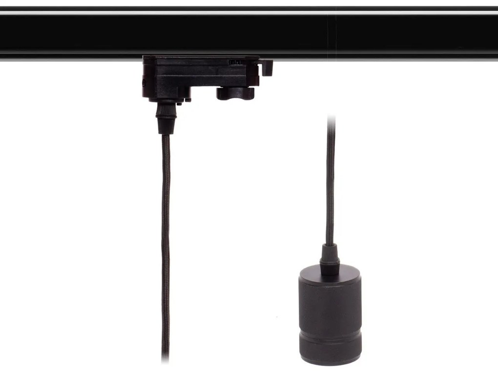 Lampada a Sospensione E27 per Binario Trifase - Nera