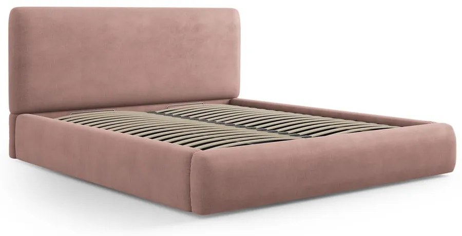 Letto matrimoniale imbottito rosa con contenitore e doghe 180x200 cm Colonel - Cosmopolitan Design