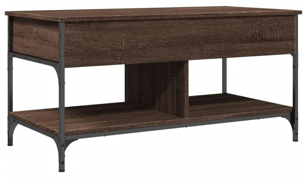 Tavolino salotto rovere marrone 100x50x50cm multistrato metallo