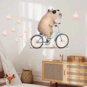 Adesivo murale - Capibara in bicicletta | Inspio
