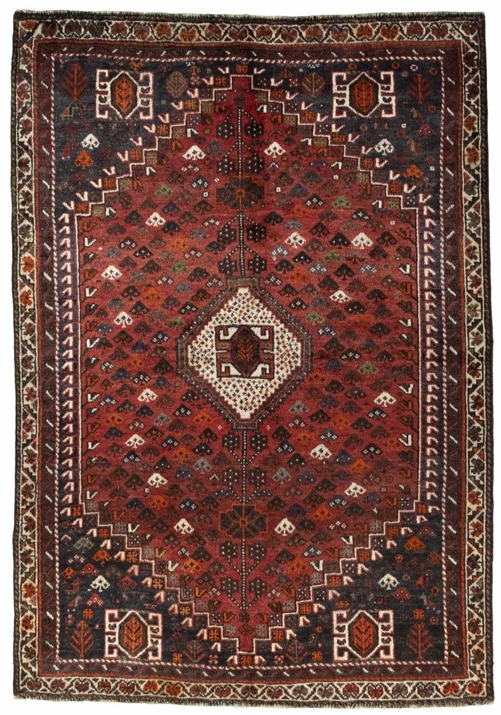 Shiraz Tappeto persiano 210x150 Rosso (Iran) Annodato A Mano