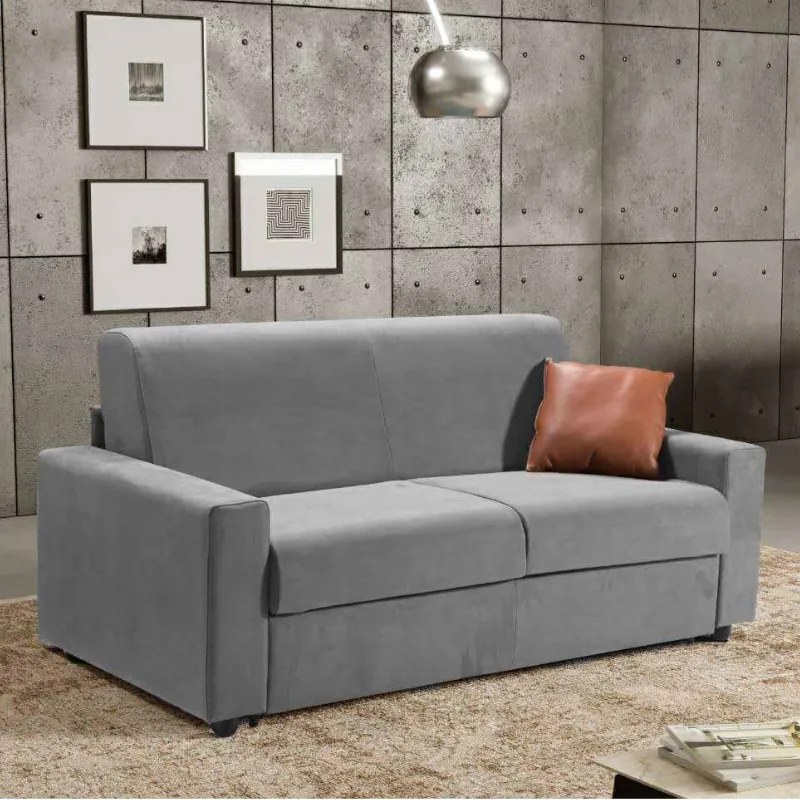 Divano letto ribaltone 200 x 94 x 87 con materasso in finitura Bronx Light Grey - Zenith