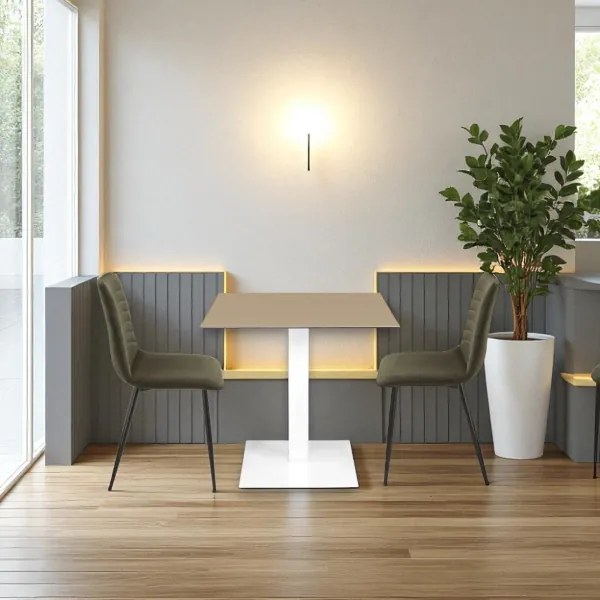 Tavolo bar pub ristorante 80x80 cm per esterno base bianca piano HPL Tortora H 74