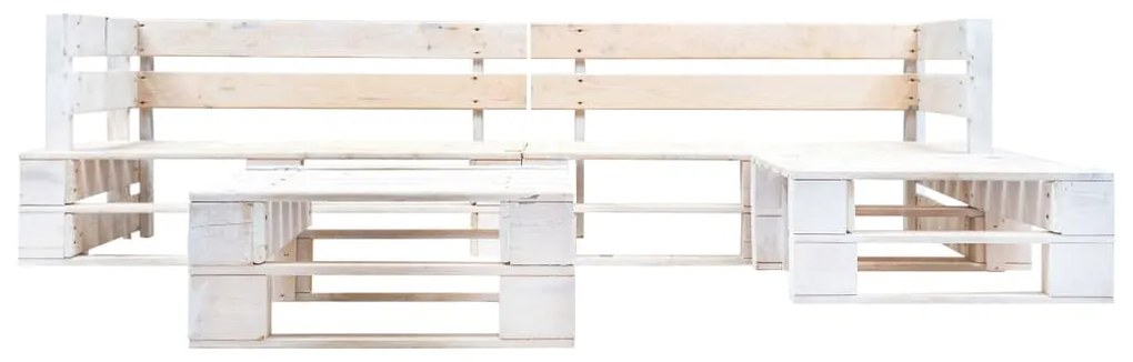 Set divani da giardino su pallet 4 pz in legno bianco