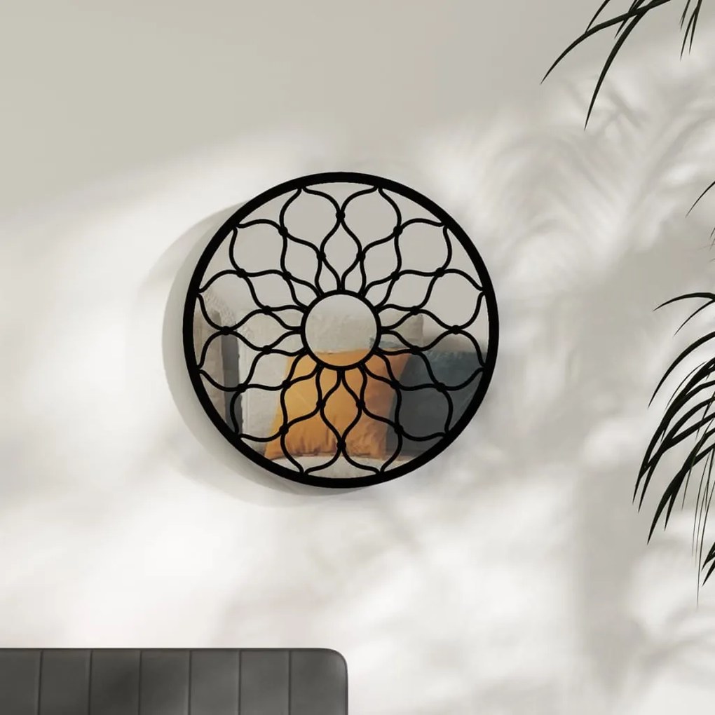 Specchio Nero 40x3 Cm Rotondo İn Ferro Per Uso Interno /