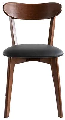 Sedie vintage legno scuro e sedile nero (set di 2) DOVE