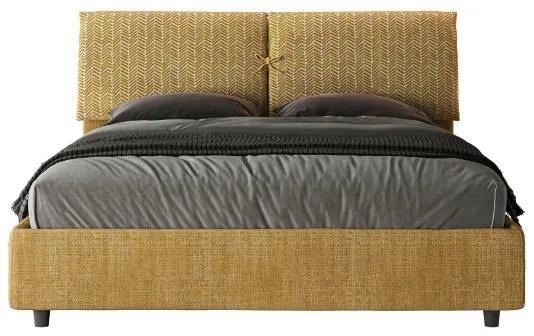Letto matrimoniale con rete imbottito 160x190 tessuto Aragona 3 giallo Mados