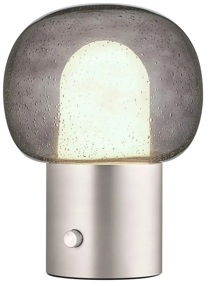 Lampada da tavolo LED argentata in alluminio con paralume in vetro (altezza totale 32 cm) Iris – Blomus