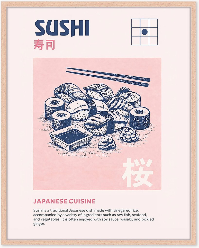 Stampa digitale incorniciata fatta a mano Sushi