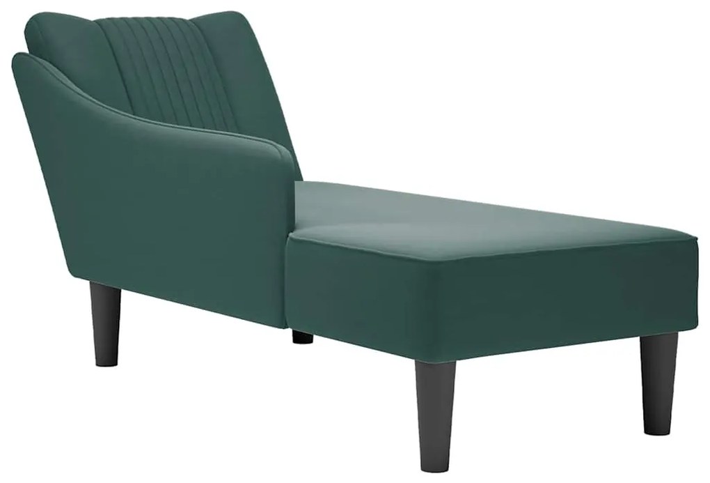 Sdraio Con Bracciolo Destro İn Velluto Verde Scuro /
