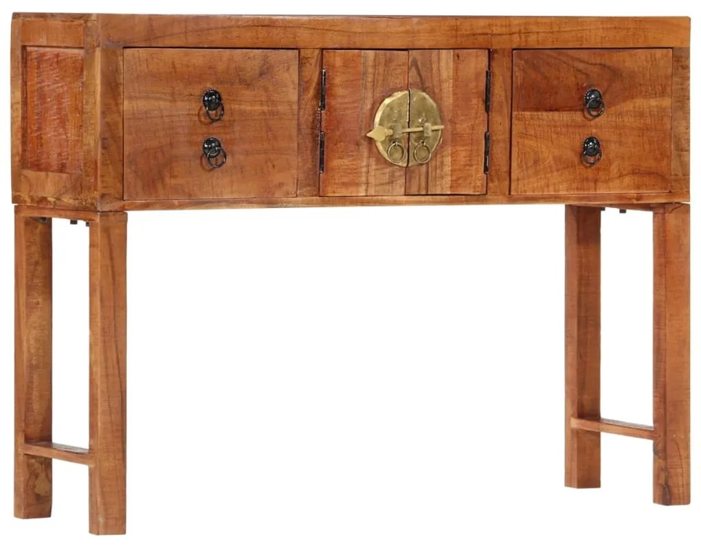 Tavolo Consolle 120x32x80 Cm İn Legno Massello Grezzo Di Acacia /