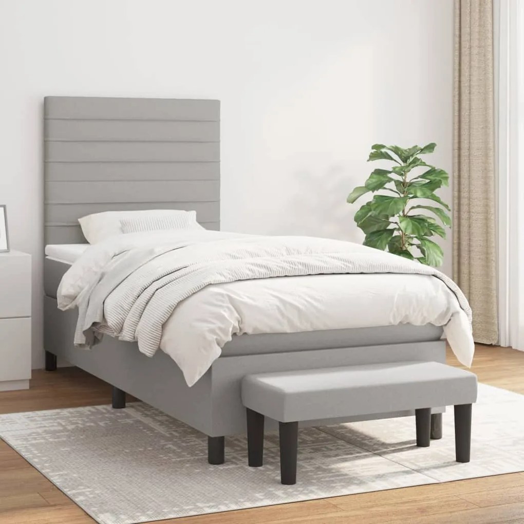 Giroletto A Molle Con Materasso Grigio Chiaro100x200 Cm Tessuto /