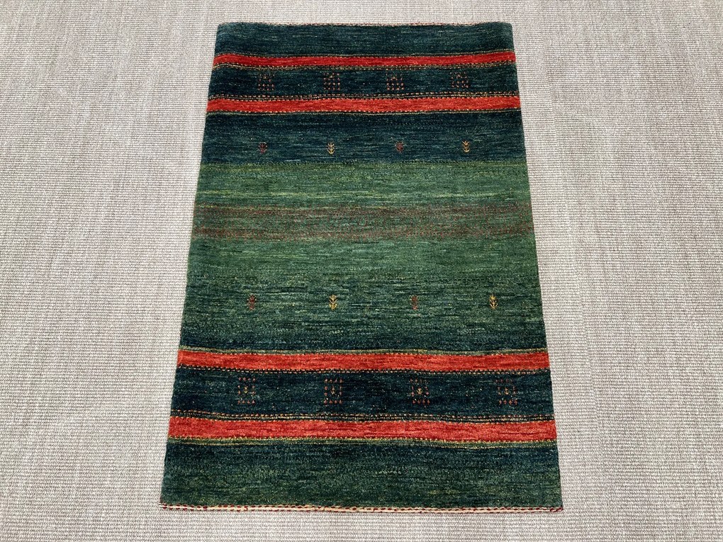 Loribaft Tappeto 130x90 Verde (Iran) Annodato A Mano