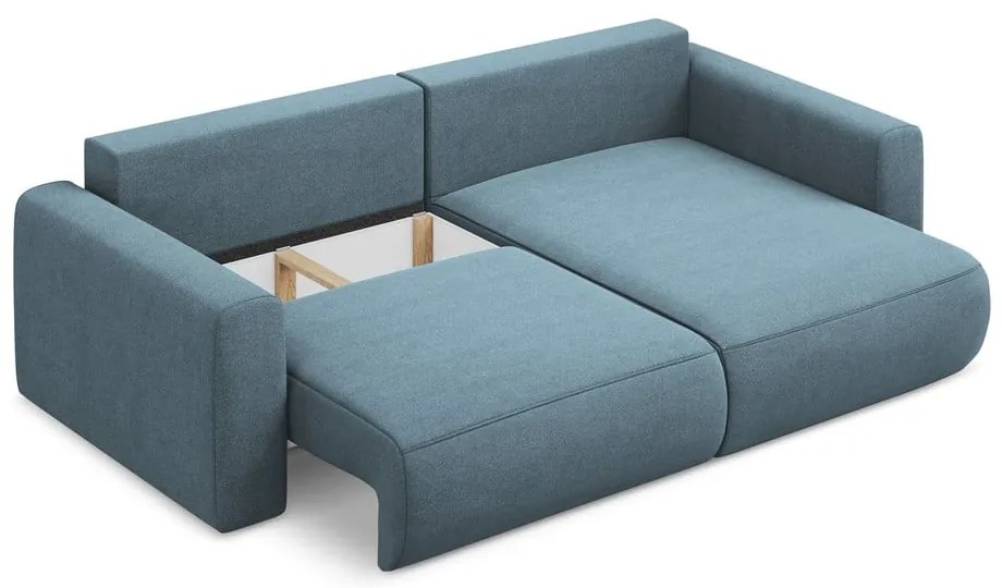 Divano angolare azzurro allungabile/con contenitore (con penisola a destra/con chaise lounge) Kapua – Makamii