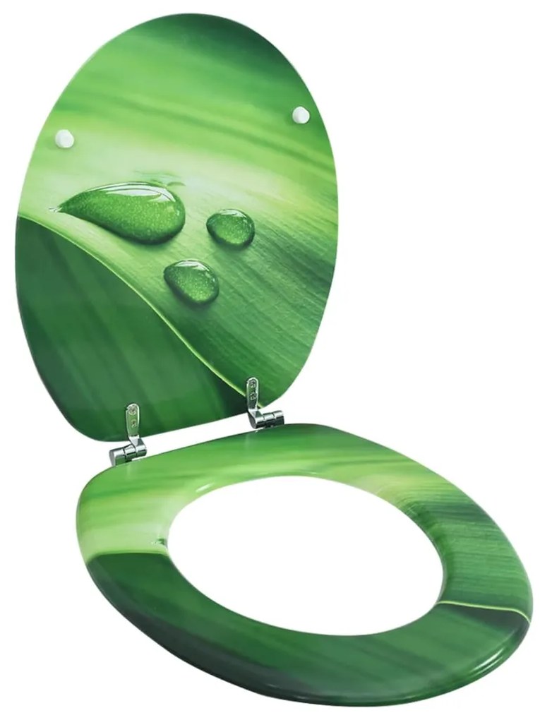 Tavoletta Wc Con Coperchio Mdf Verde Design Goccia Dacqua /