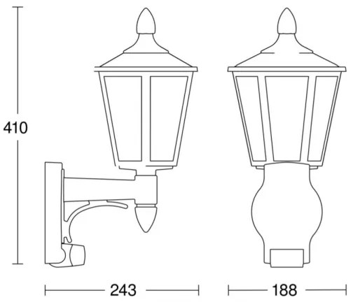 Steinel 617813 - Lampada da parete con sensore per esterno L 15 1xE27/60W/230V