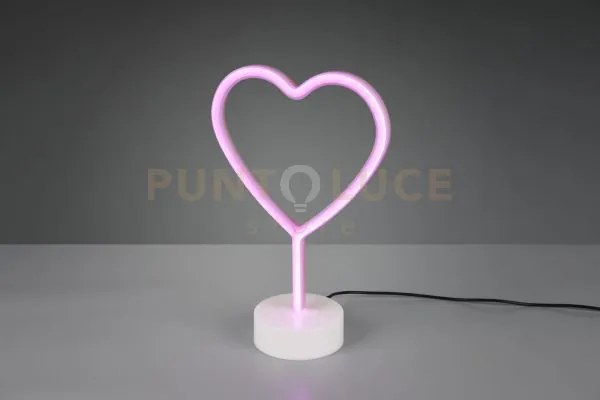 Heart lampada da tavolo led 1,5w · 1x 10lm, binca e rosa h. 30cm
