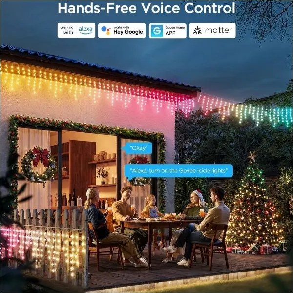 Govee - LED RGBIC Catena da esterno Smart ghiaccioli 10m Wi-Fi Matter IP65