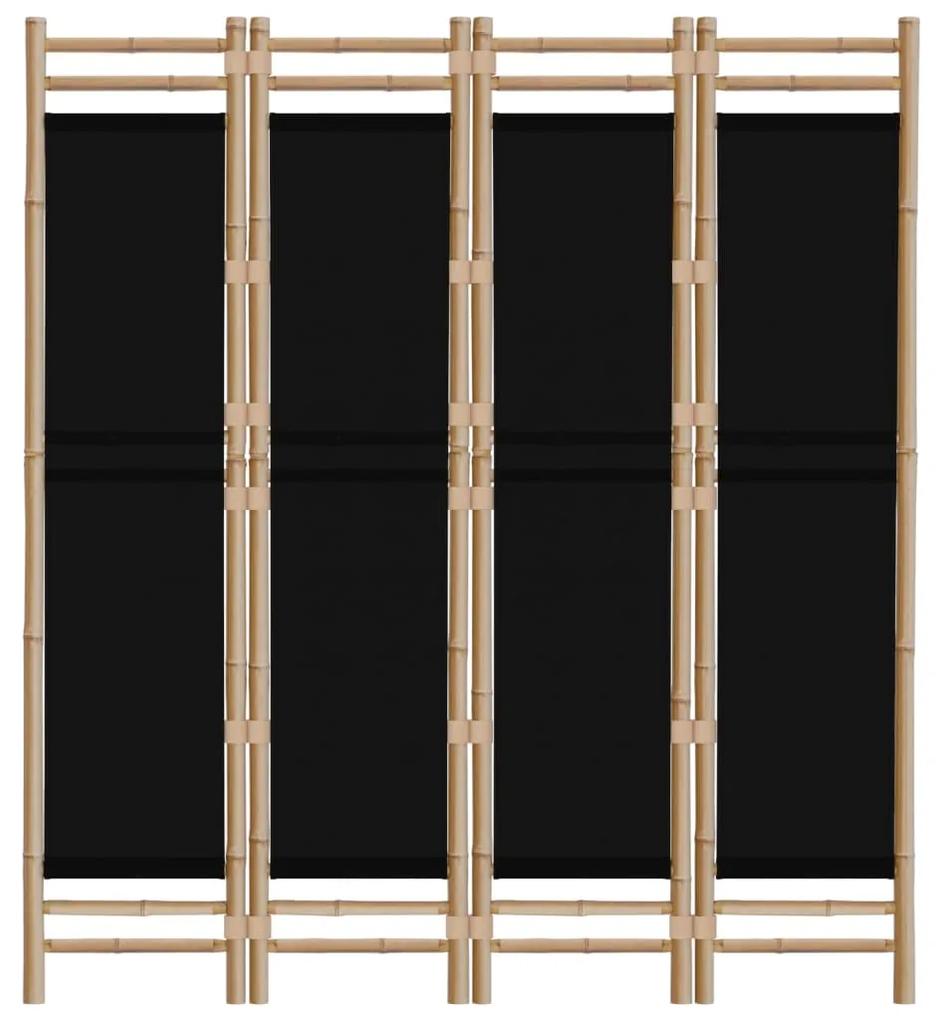 Divisorio ambienti 4 pannelli pieghevole 160 cm bambù e tela